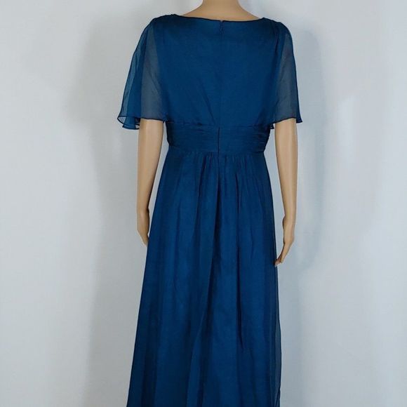 (5) NWT Feriani Couture V-Neck Long Gown in Dark Teal - Picture 3 of 4